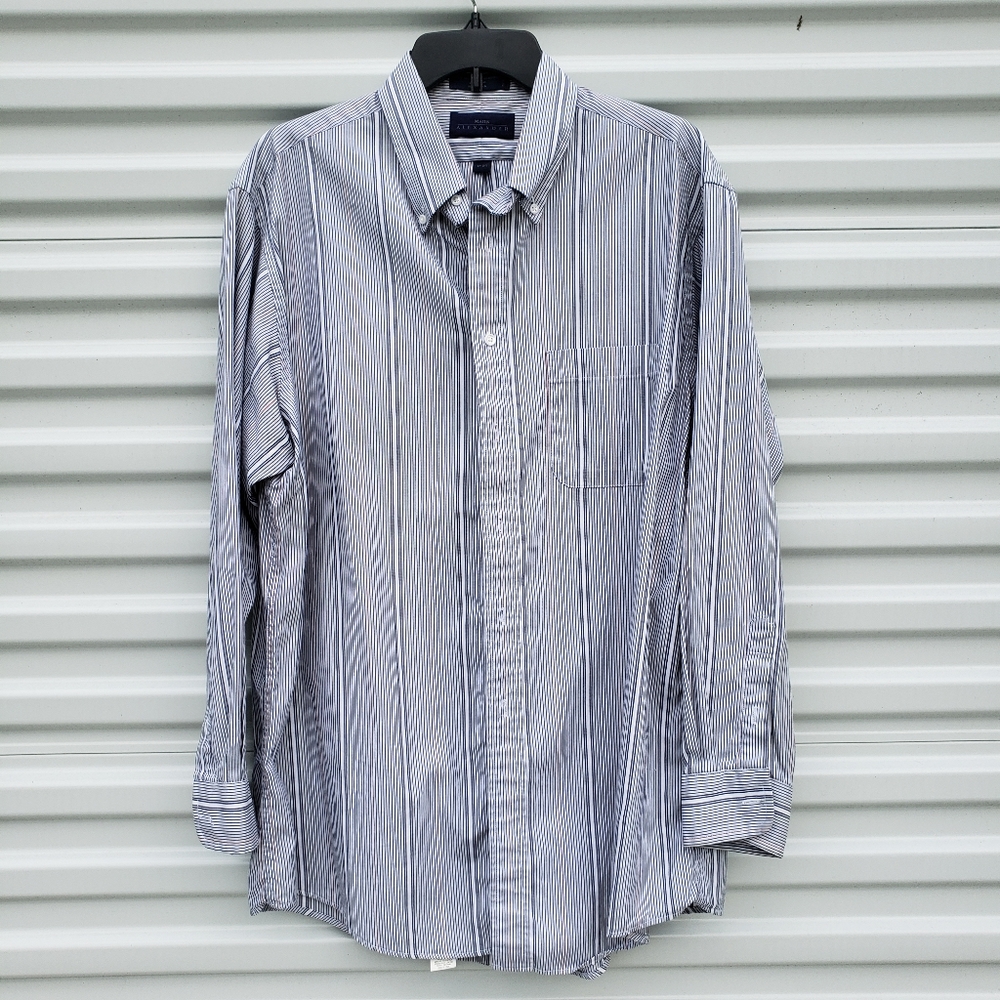 Mark Alexander Long Sleeved Striped Button Down Dress Shirt